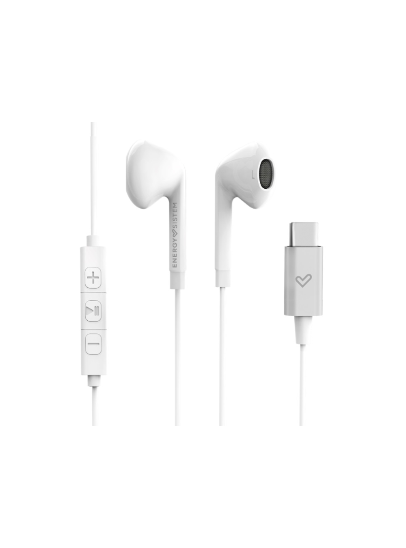 Auriculares con cable Energy Sistem Earphones Smart 2 Type C White (Type C, Digital Sound, Music & Volume Control, Travel Case)