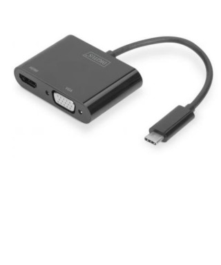 Adaptador USB tipo C a HDMI + VGA 4K / 30Hz / Full HD 1080p, negro
