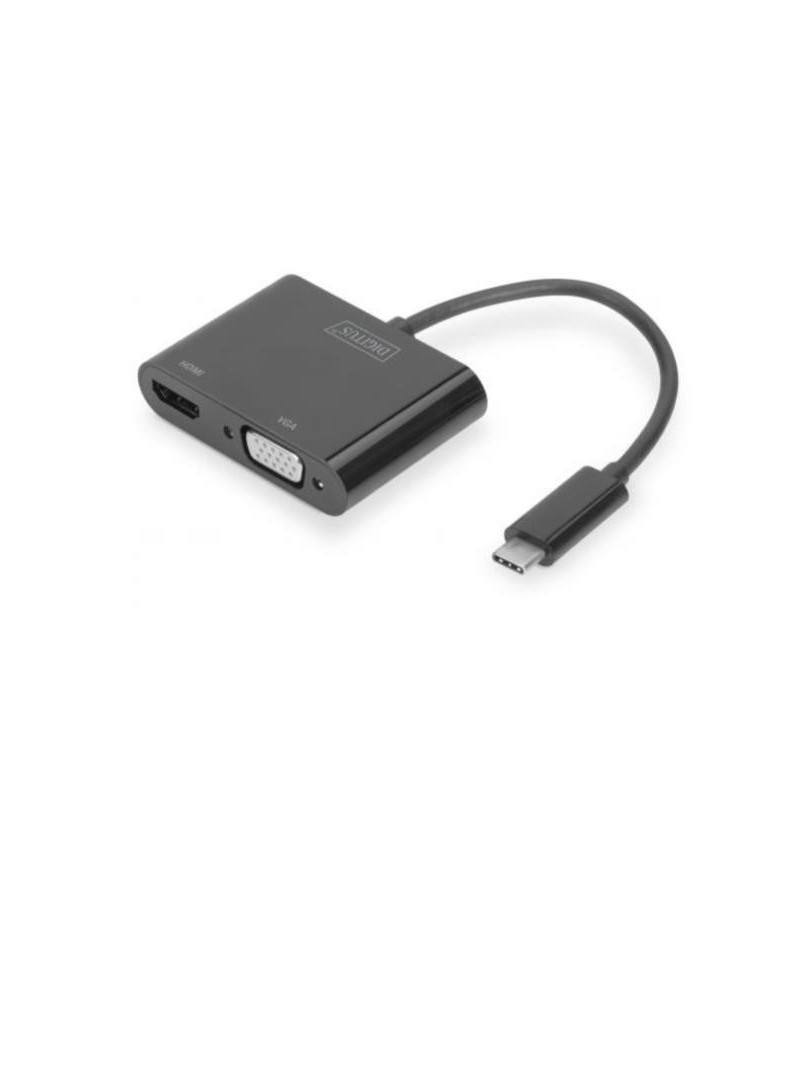 Adaptador USB tipo C a HDMI + VGA 4K / 30Hz / Full HD 1080p, negro