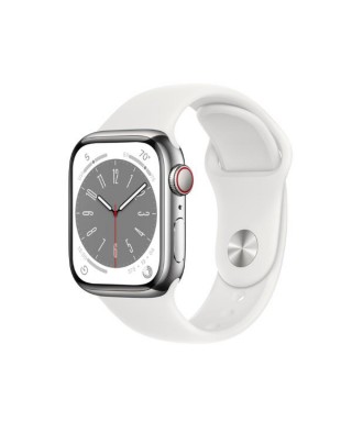 Smartwatch Apple Watch Series 8 Cell 45mm Silver Steel Case White Sport Band - 1,9" - 36h