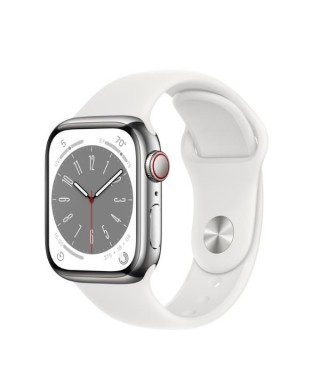 Smartwatch Apple Watch Series 8 Cell 41mm Silver Steel Case White Sport Band - 1,9" - 36h