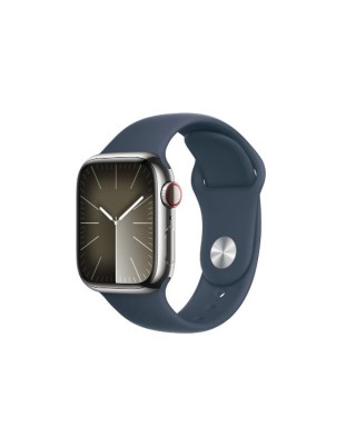 Smartwatch Apple Series 9 GPS Cellular 41mm de 1,6" - 18h - Acero silver con correa azul tormenta - M/L
