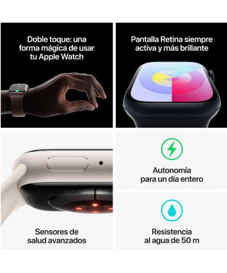 Smartwatch Apple SERIES 9 GPS 41MM de 1,6" - 18h - PINK ALUMINIUM CASE WITH LIGHT SPORT BAND - S/M